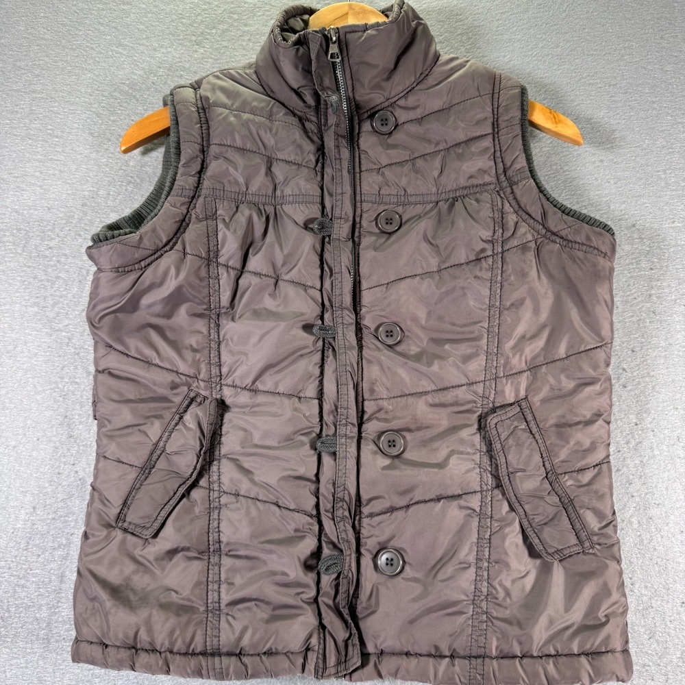 Vintage‎ Paris Blues Puffer Vest Womens Medium Gray Loop Comfort Outerwear Y2K
